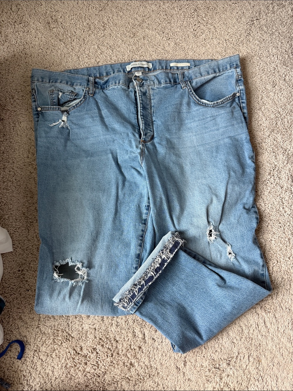 Vintage America Light Blue Distressed Boyfriend Jeans
